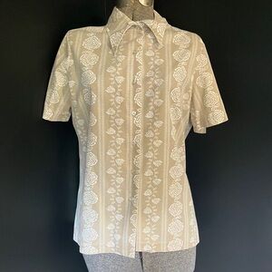 Damaged! Vintage 1970s Queen Casuals Rose Pattern Button-up Shirt size 15-16